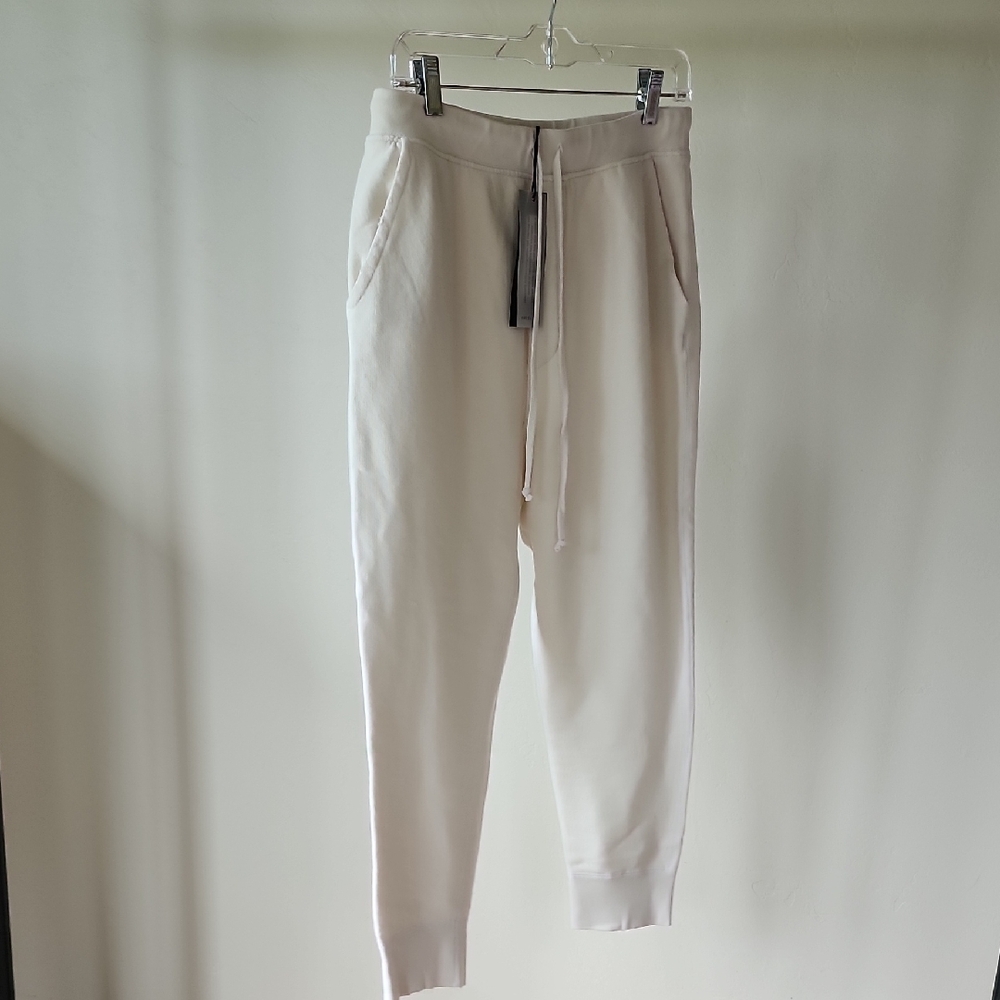 Nili Lotan Ecru Cream Sweatpants Tapered Fit Drawstring